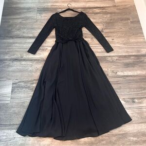 JESSICA McCLINTOCK VINTAGE DRESS BLACK SPARKLE FORMAL MAXI DRESS SIZE 10 #124